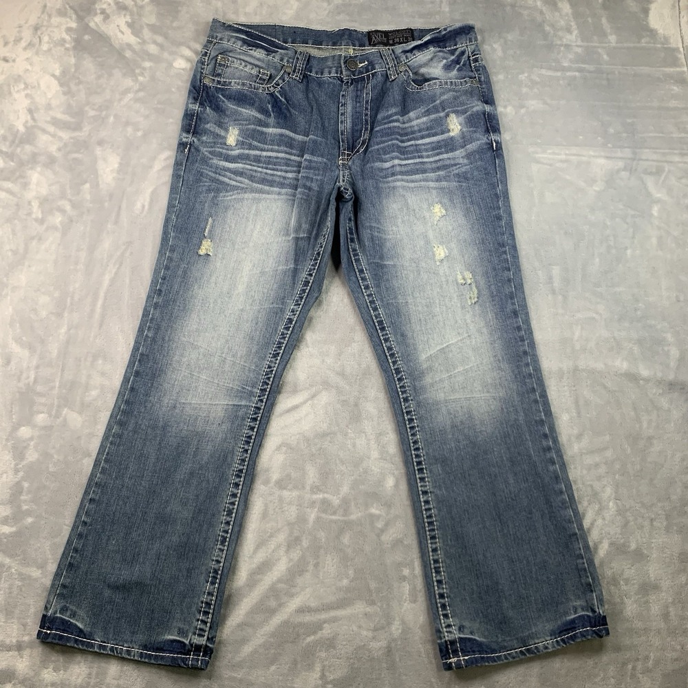 TK‎ Axel Wolcott Jeans Mens 36x30 Vintage Boot Thick Stitch Denim Pants